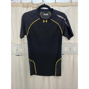 Under Armour Heat Gear Compression Shirt L Men Black Short Sleeve Gym Workout